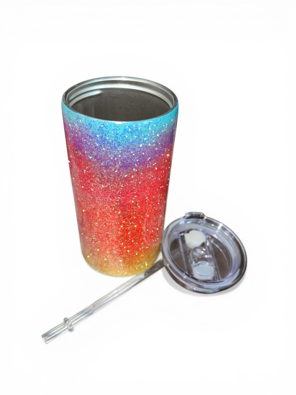 Glitter‎ Ombre Travel Thermal Tumbler with Lid,Straw and Care Instructions 20oz